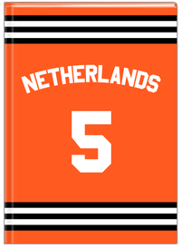 Thumbnail for Personalized Jersey Number Journal with Arched Name - Netherlands - Double Stripe - Front View