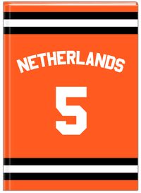 Thumbnail for Personalized Jersey Number Journal with Arched Name - Netherlands - Single Stripe - Front View
