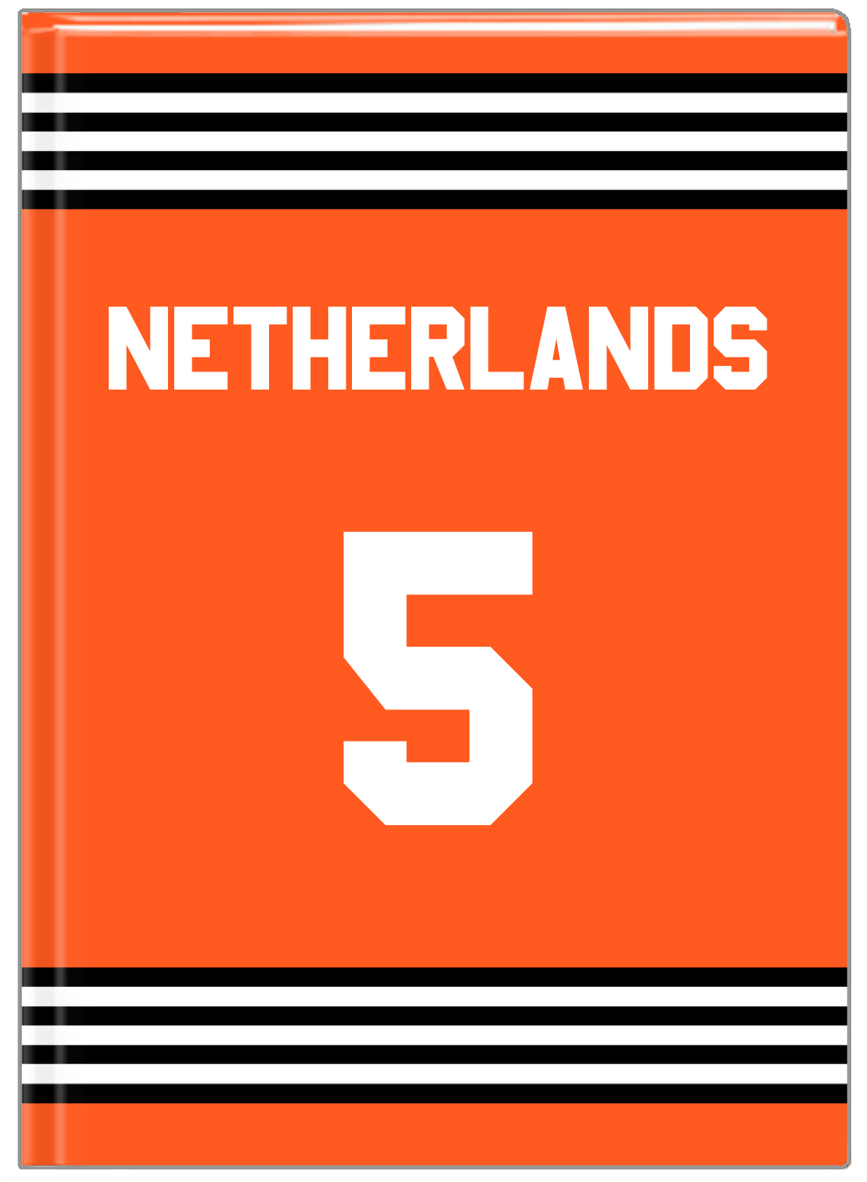 Personalized Jersey Number Journal - Netherlands - Triple Stripe - Front View