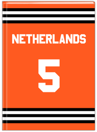 Thumbnail for Personalized Jersey Number Journal - Netherlands - Double Stripe - Front View