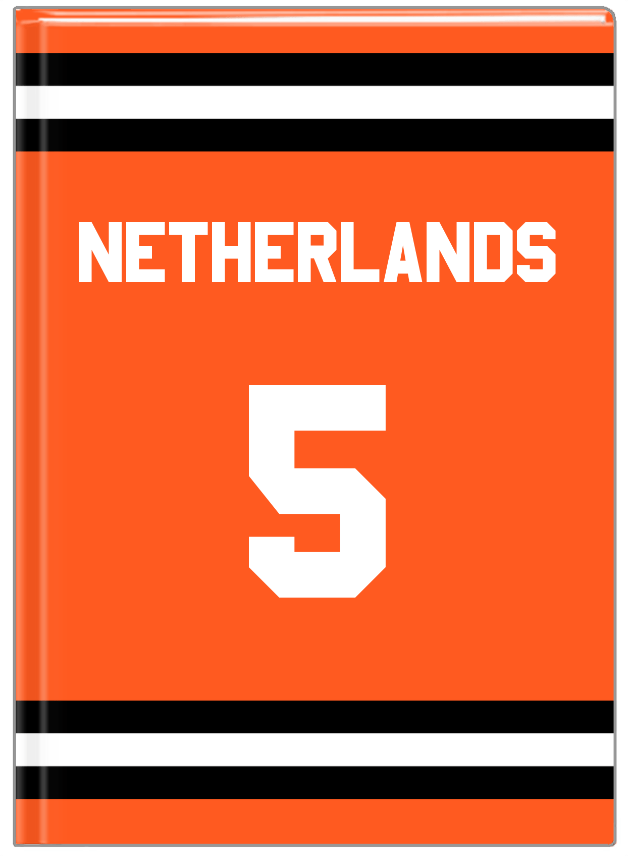 Personalized Jersey Number Journal - Netherlands - Single Stripe - Front View