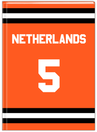 Thumbnail for Personalized Jersey Number Journal - Netherlands - Single Stripe - Front View