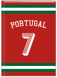 Thumbnail for Personalized Jersey Number Journal with Arched Name - Portugal - Single Stripe - Front View