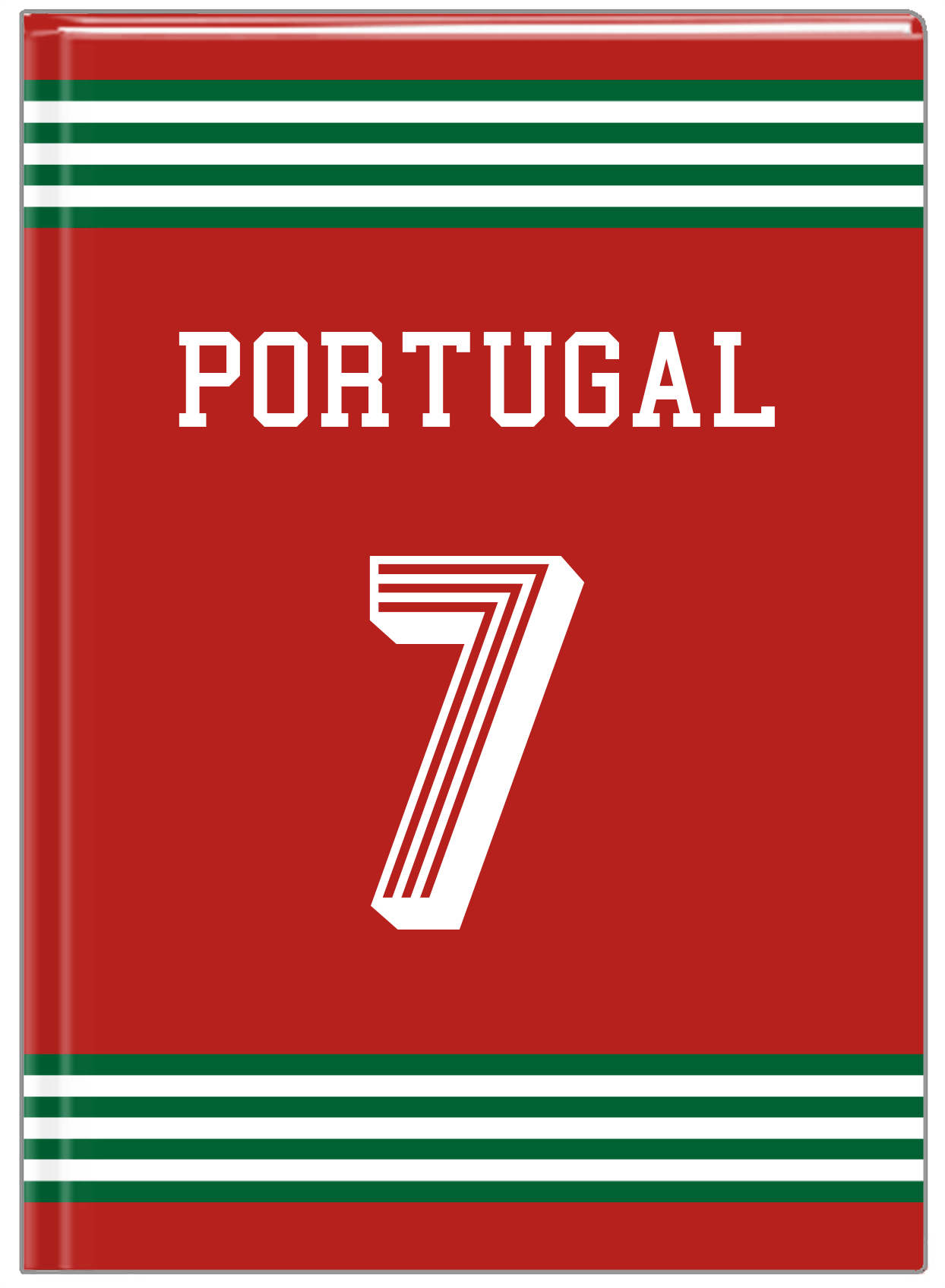 Personalized Jersey Number Journal - Portugal - Triple Stripe - Front View