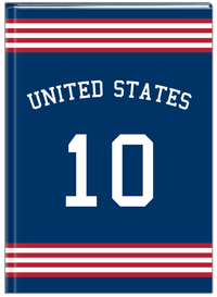 Thumbnail for Personalized Jersey Number Journal with Arched Name - United States - Triple Stripe - Front View