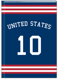 Thumbnail for Personalized Jersey Number Journal with Arched Name - United States - Double Stripe - Front View