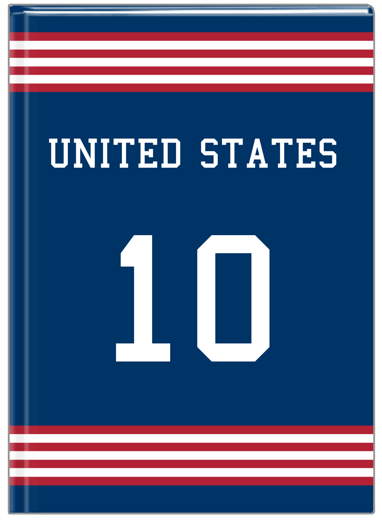 Personalized Jersey Number Journal - United States - Triple Stripe - Front View