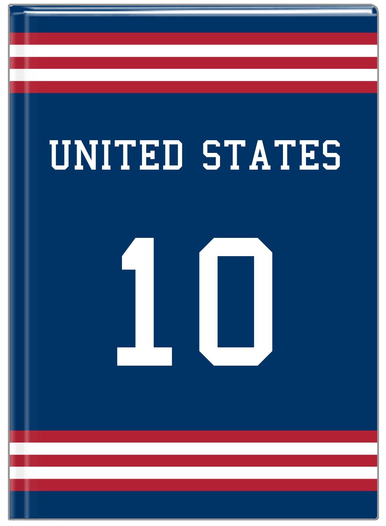 Personalized Jersey Number Journal - United States - Double Stripe - Front View