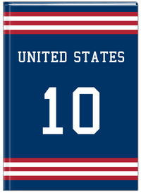 Thumbnail for Personalized Jersey Number Journal - United States - Double Stripe - Front View