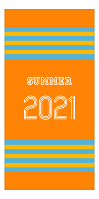 Thumbnail for Personalized Jersey Number 3-on-1 Stripes Sports Beach Towel - Orange and Blue - Vertical Design - Front View