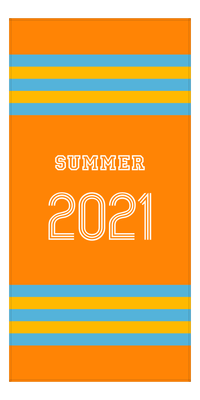 Thumbnail for Personalized Jersey Number 2-on-1 Stripes Sports Beach Towel - Orange and Blue - Vertical Design - Front View