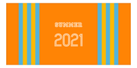 Thumbnail for Personalized Jersey Number 2-on-1 Stripes Sports Beach Towel - Orange and Blue  - Horizontal Design - Front View