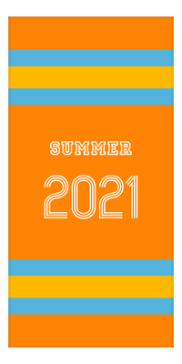 Thumbnail for Personalized Jersey Number 1-on-1 Stripes Sports Beach Towel - Orange and Blue - Vertical Design - Front View
