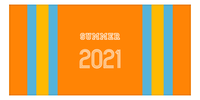 Thumbnail for Personalized Jersey Number 1-on-1 Stripes Sports Beach Towel - Orange and Blue - Horizontal Design - Front View