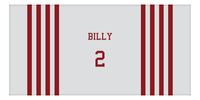 Thumbnail for Personalized Jersey Number 3-on-1 Stripes Sports Beach Towel - Grey and Maroon - Horizontal Design - Front View