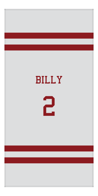 Thumbnail for Personalized Jersey Number 2-on-none Stripes Sports Beach Towel - Grey and Maroon - Vertical Design - Front View