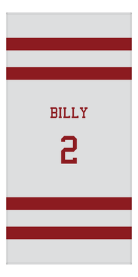 Thumbnail for Personalized Jersey Number 1-on-1 Stripes Sports Beach Towel - Grey and Maroon - Vertical Design - Front View