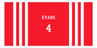 Thumbnail for Personalized Jersey Number 2-on-1 Stripes Sports Beach Towel - Red and White - Horizontal Design - Front View