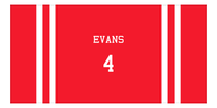 Thumbnail for Personalized Jersey Number 2-on-none Stripes Sports Beach Towel - Red and White - Horizontal Design - Front View