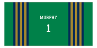 Thumbnail for Personalized Jersey Number 3-on-1 Stripes Sports Beach Towel - Green and Gold - Horizontal Design - Front View