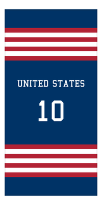 Thumbnail for Personalized Jersey Number 3-on-1 Stripes Sports Beach Towel - United States - Vertical Design - Front View