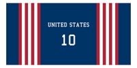 Thumbnail for Personalized Jersey Number 3-on-1 Stripes Sports Beach Towel - United States - Horizontal Design - Front View