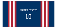 Thumbnail for Personalized Jersey Number 2-on-1 Stripes Sports Beach Towel - United States - Horizontal Design - Front View