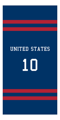 Thumbnail for Personalized Jersey Number 2-on-none Stripes Sports Beach Towel - United States - Vertical Design - Front View