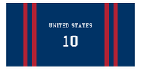 Thumbnail for Personalized Jersey Number 2-on-none Stripes Sports Beach Towel - United States - Horizontal Design - Front View