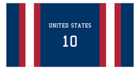 Thumbnail for Personalized Jersey Number 1-on-1 Stripes Sports Beach Towel - United States - Horizontal Design - Front View