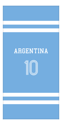Thumbnail for Personalized Jersey Number 2-on-none Stripes Sports Beach Towel - Argentina - Vertical Design - Front View