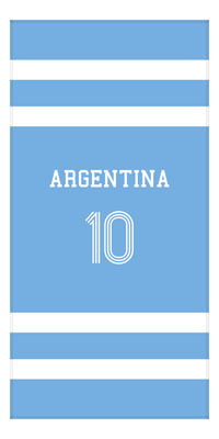 Thumbnail for Personalized Jersey Number 1-on-1 Stripes Sports Beach Towel - Argentina - Vertical Design - Front View