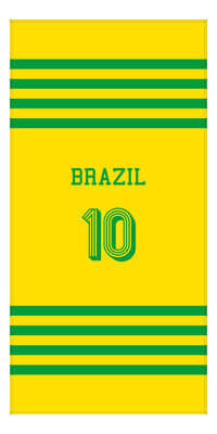 Thumbnail for Personalized Jersey Number 3-on-1 Stripes Sports Beach Towel - Brazil - Vertical Design - Front View