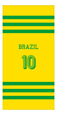 Thumbnail for Personalized Jersey Number 2-on-1 Stripes Sports Beach Towel - Brazil - Vertical Design - Front View