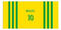 Thumbnail for Personalized Jersey Number 2-on-1 Stripes Sports Beach Towel - Brazil - Horizontal Design - Front View