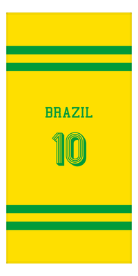 Thumbnail for Personalized Jersey Number 2-on-none Stripes Sports Beach Towel - Brazil - Vertical Design - Front View