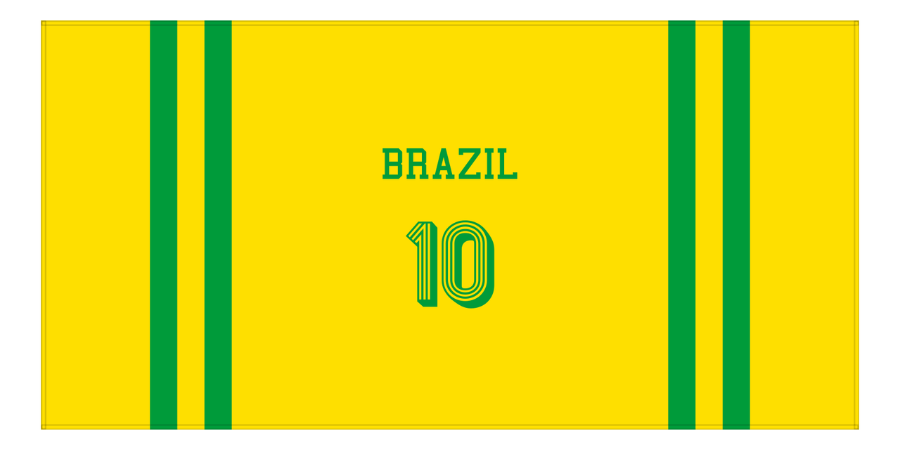 Personalized Jersey Number 2-on-none Stripes Sports Beach Towel - Brazil - Horizontal Design - Front View