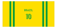 Thumbnail for Personalized Jersey Number 2-on-none Stripes Sports Beach Towel - Brazil - Horizontal Design - Front View