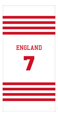 Thumbnail for Personalized Jersey Number 3-on-1 Stripes Sports Beach Towel - England - Vertical Design - Front View