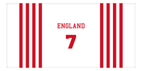 Thumbnail for Personalized Jersey Number 3-on-1 Stripes Sports Beach Towel - England - Horizontal Design - Front View