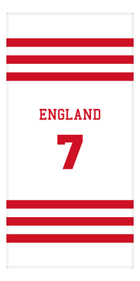 Thumbnail for Personalized Jersey Number 2-on-1 Stripes Sports Beach Towel - England - Vertical Design - Front View