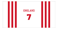 Thumbnail for Personalized Jersey Number 2-on-1 Stripes Sports Beach Towel - England - Horizontal Design - Front View