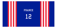 Thumbnail for Personalized Jersey Number 3-on-1 Stripes Sports Beach Towel - France - Horizontal Design - Front View