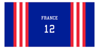Thumbnail for Personalized Jersey Number 2-on-1 Stripes Sports Beach Towel - France - Horizontal Design - Front View