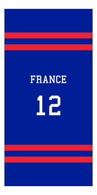 Thumbnail for Personalized Jersey Number 2-on-none Stripes Sports Beach Towel - France - Vertical Design - Front View