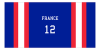 Thumbnail for Personalized Jersey Number 1-on-1 Stripes Sports Beach Towel - France - Horizontal Design - Front View