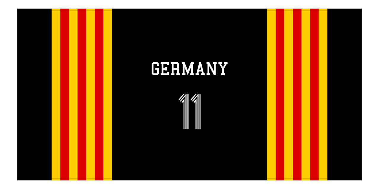 Personalized Jersey Number 3-on-1 Stripes Sports Beach Towel - Germany - Horizontal Design - Front View