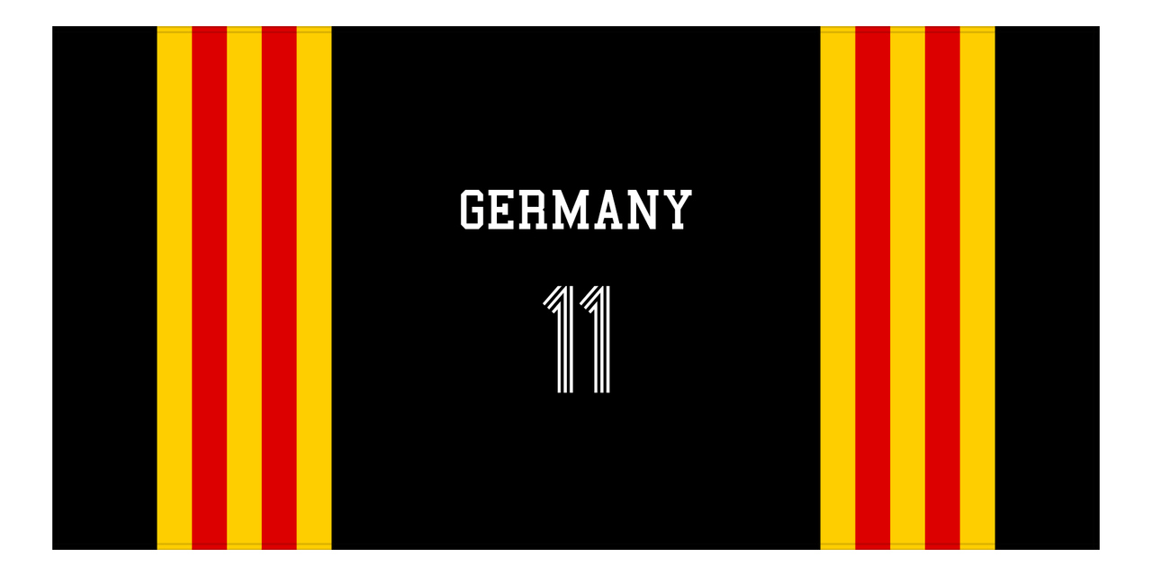 Personalized Jersey Number 2-on-1 Stripes Sports Beach Towel - Germany - Horizontal Design - Front View
