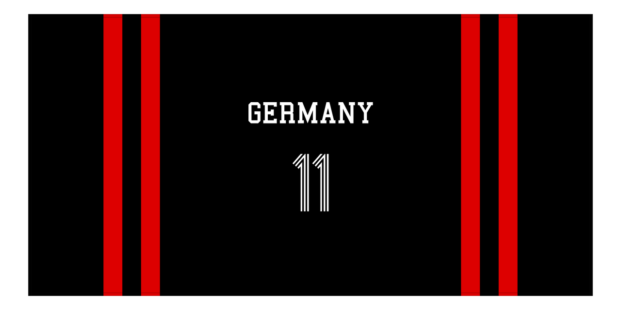 Personalized Jersey Number 2-on-none Stripes Sports Beach Towel - Germany - Horizontal Design - Front View