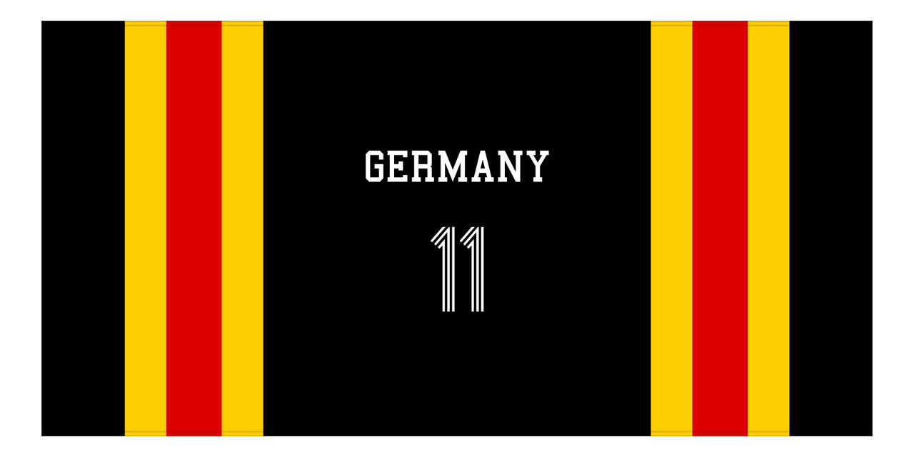 Personalized Jersey Number 1-on-1 Stripes Sports Beach Towel - Germany - Horizontal Design - Front View